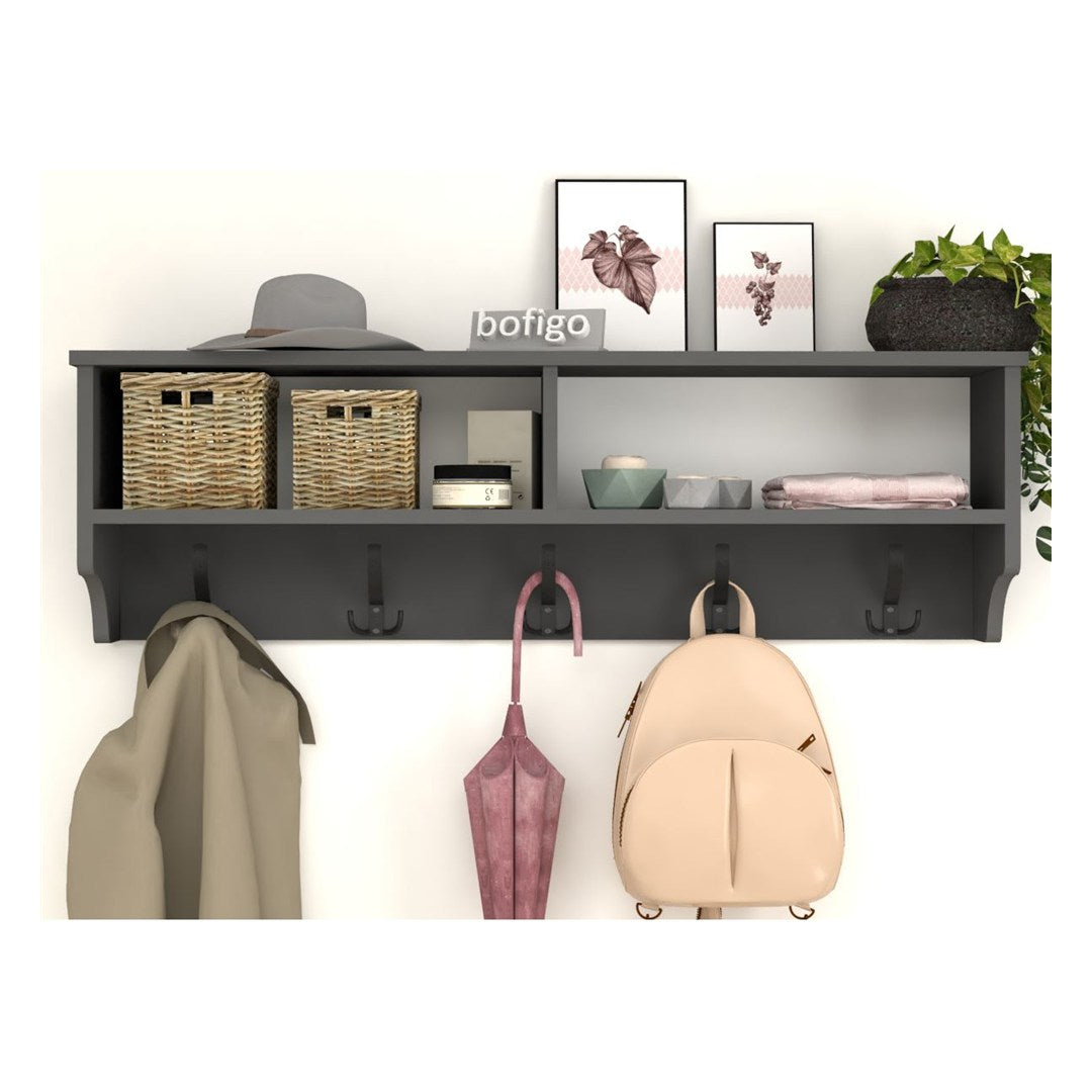 SimpluAcasa™ Cuier de perete cu raft 120 cm PAL melaminat 18 — Confort Practic Pentru Casa Ta Imagine principală a produsului