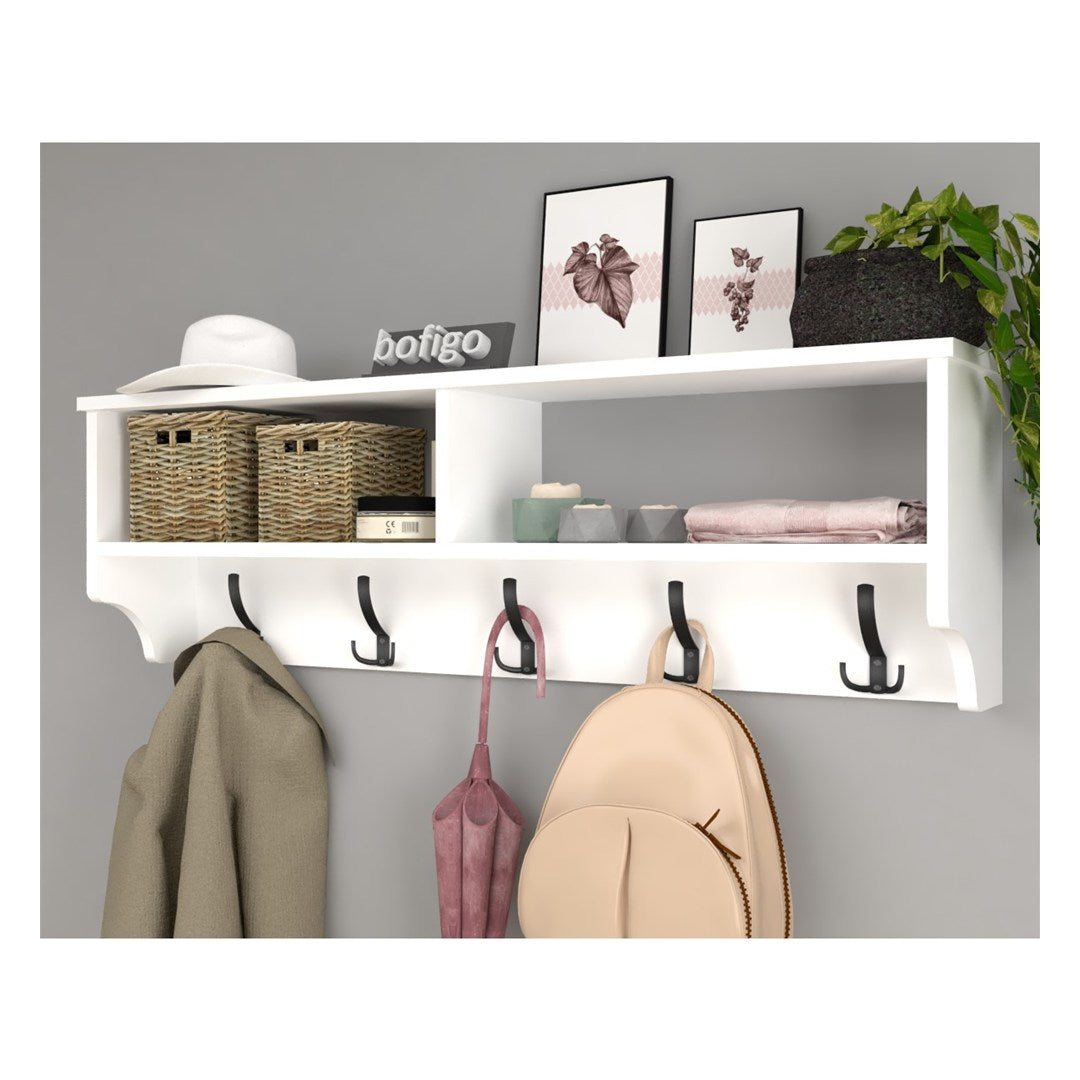 SimpluAcasa™ Cuier de perete cu raft 120 cm PAL melaminat 18 — Confort Practic Pentru Casa Ta