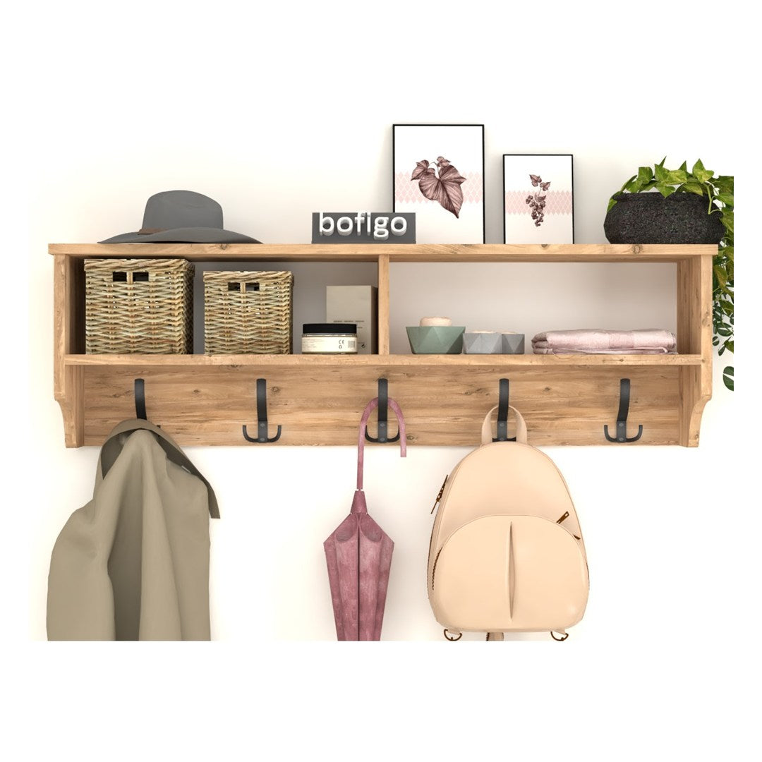 SimpluAcasa™ Cuier de perete cu raft 120 cm PAL melaminat 18 — Confort Practic Pentru Casa Ta Imagine secundară a produsului