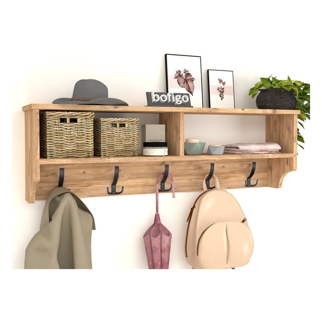 SimpluAcasa™ Cuier de perete cu raft 120 cm PAL melaminat 18 — Confort Practic Pentru Casa Ta
