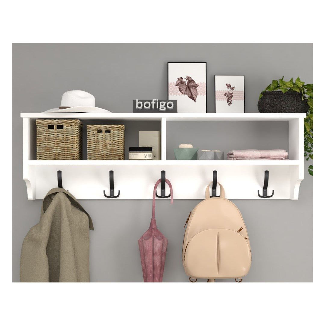 SimpluAcasa™ Cuier de perete cu raft 120 cm PAL melaminat 18 — Confort Practic Pentru Casa Ta