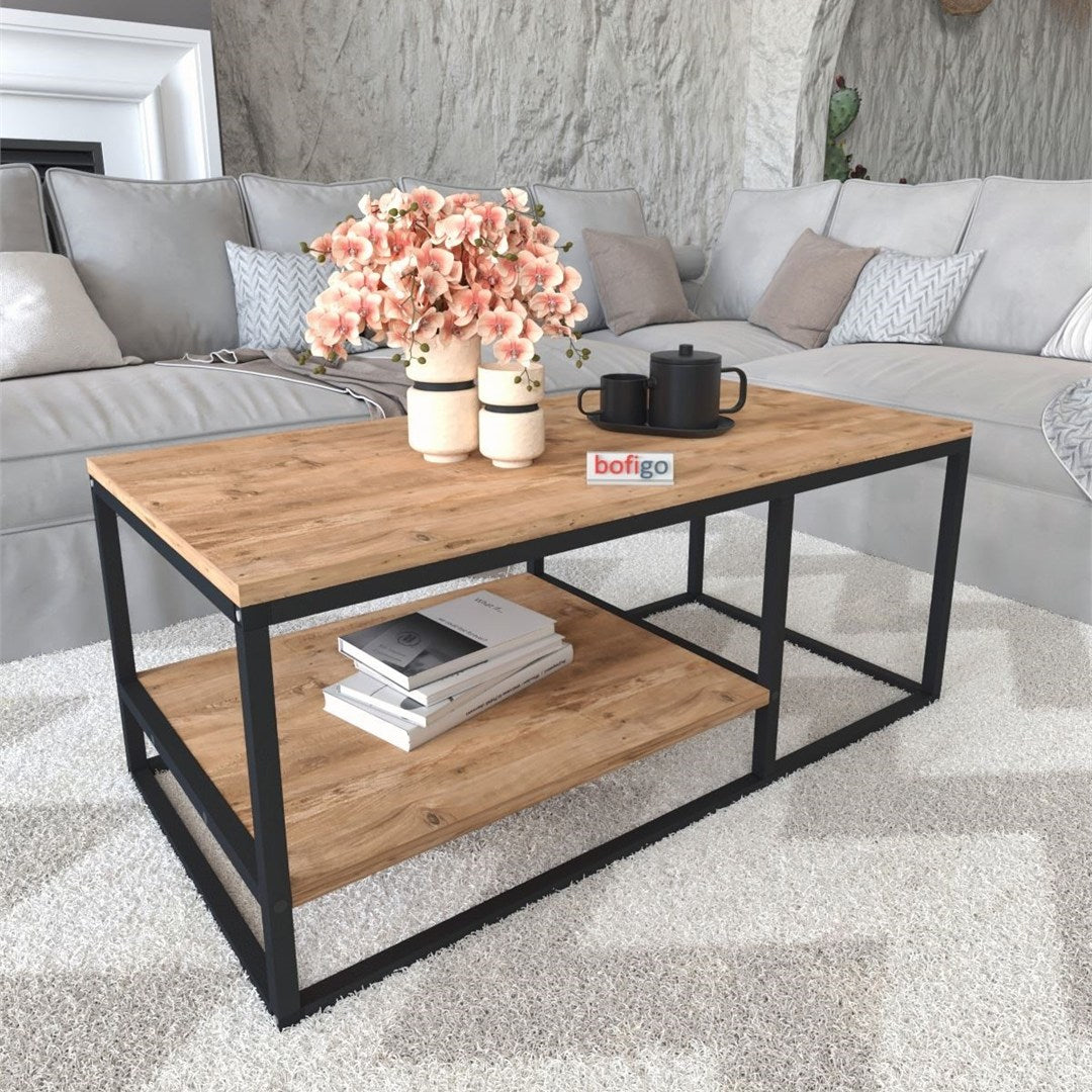 SimpluAcasa™ Masuta de cafea Nisa cu raft inferior masuta living 90 — Confort Practic Pentru Casa Ta
