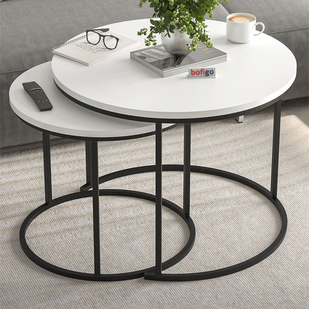 SimpluAcasa™ Set 2 masute Hilal Zigon masute cafea 60 x 50 — Confort Practic Pentru Casa Ta