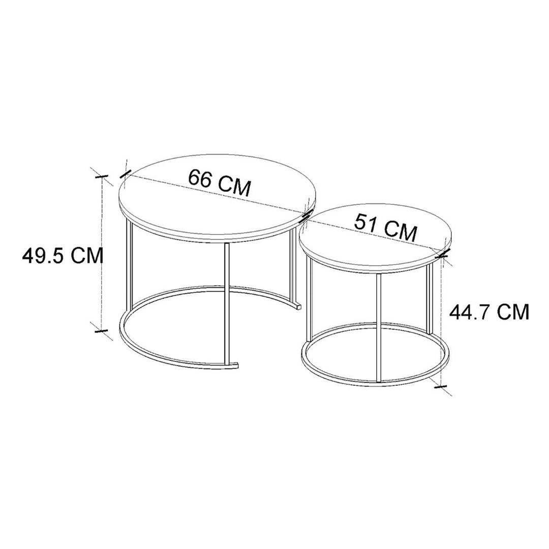 SimpluAcasa™ Set 2 masute Hilal Zigon masute cafea 60 x 50 — Confort Practic Pentru Casa Ta