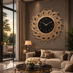 SimpluAcasa™ Ceas de perete decorativ 70 cm de paun design elegant — Confort Practic Pentru Casa Ta