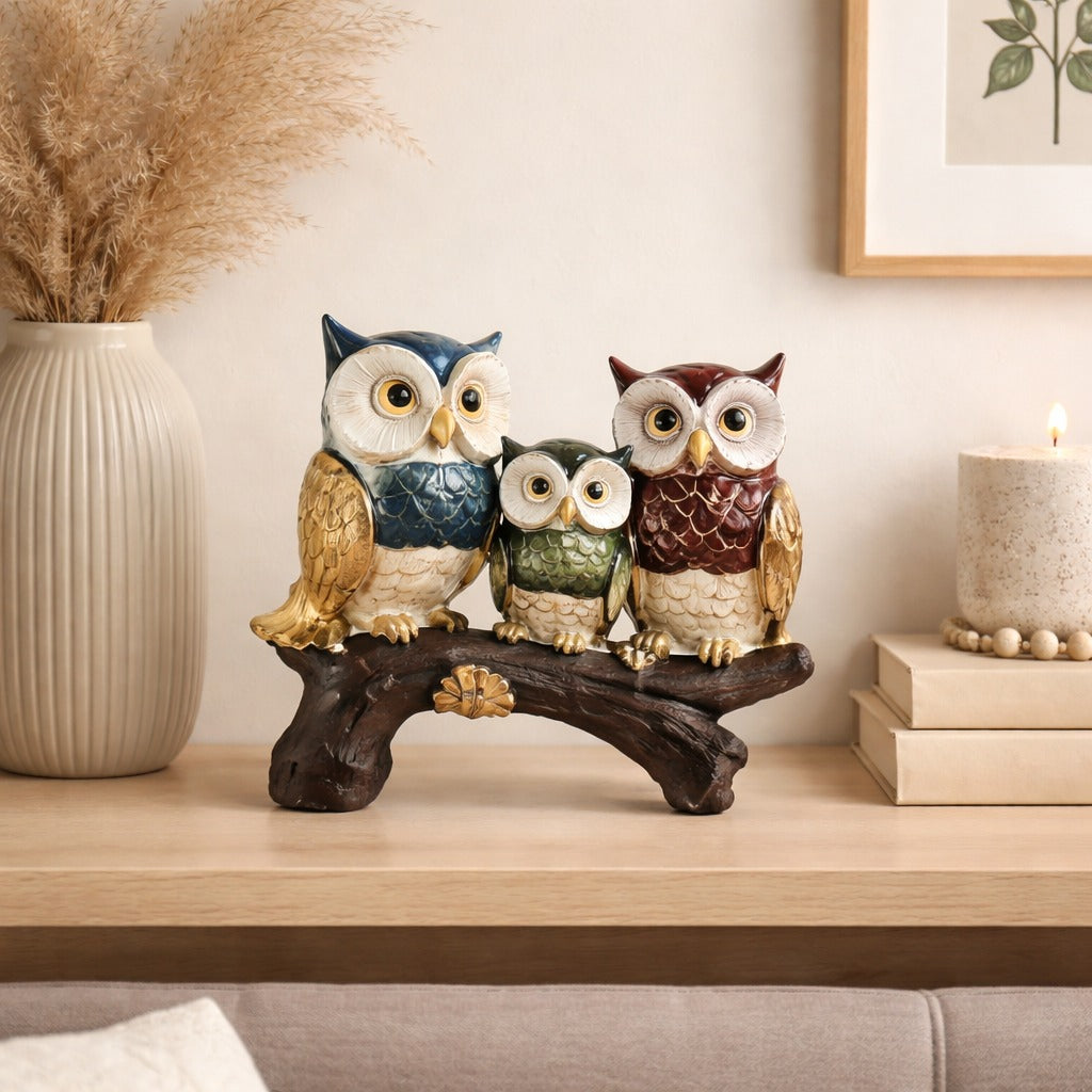 SimpluAcasa™ Decoratiune bufnite pe creanga 21 x 17 cm — Confort Practic Pentru Casa Ta