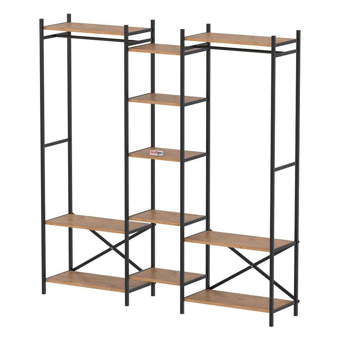 SimpluAcasa™ Dulap metalic deschis OpenIX cu 10 rafturi dressing industrial 120 — Confort Practic Pentru Casa Ta