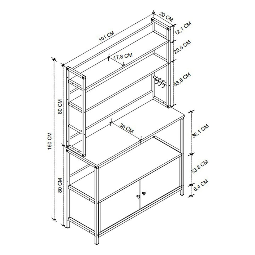 SimpluAcasa™ Raft bucatarie Ethiopia cu 2 usi 90 x 180 cm — Mai Mult Confort în Bucătărie