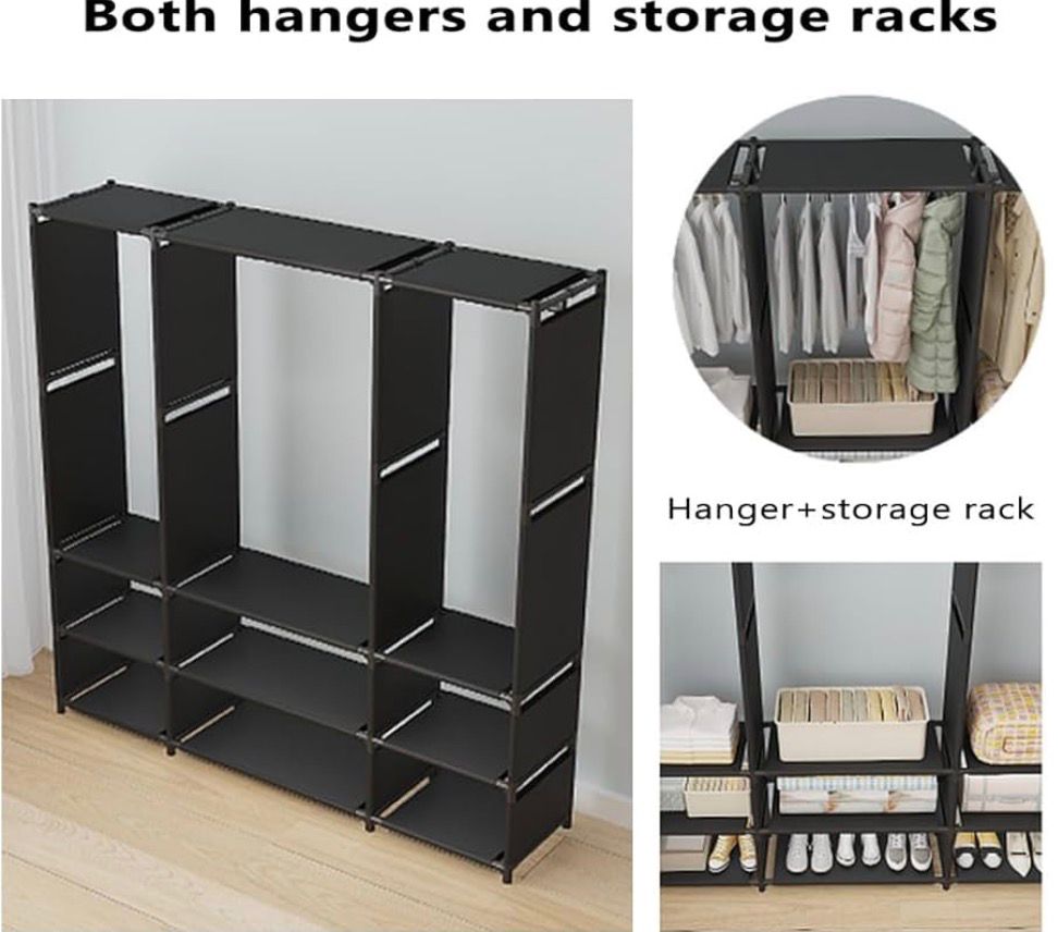 SimpluAcasa™ Dulap organizator haine cu rafturi si bara pentru umerase — Confort Practic Pentru Casa Ta
