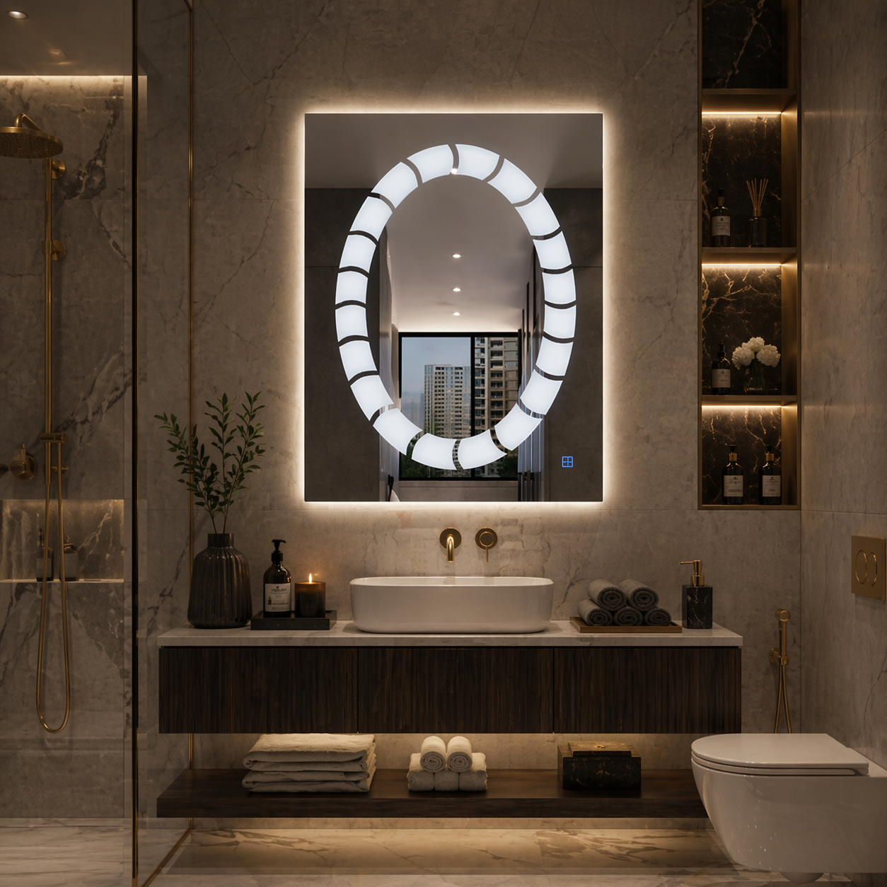SimpluAcasa™ Oglinda led ovala premium 60x80 — Confort Practic Pentru Casa Ta