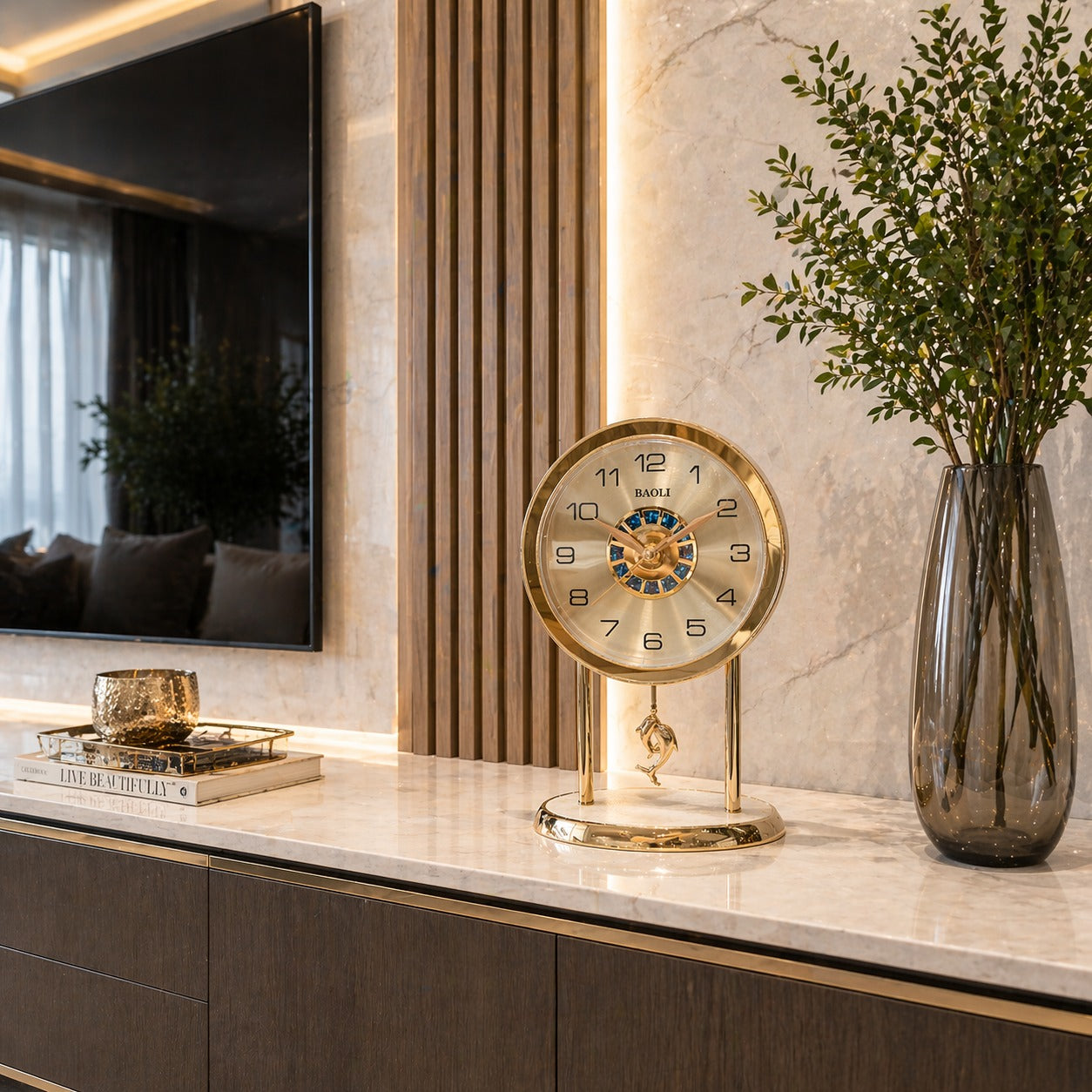 SimpluAcasa™ Ceas decorativ de masa premium auriu — Confort Practic Pentru Casa Ta