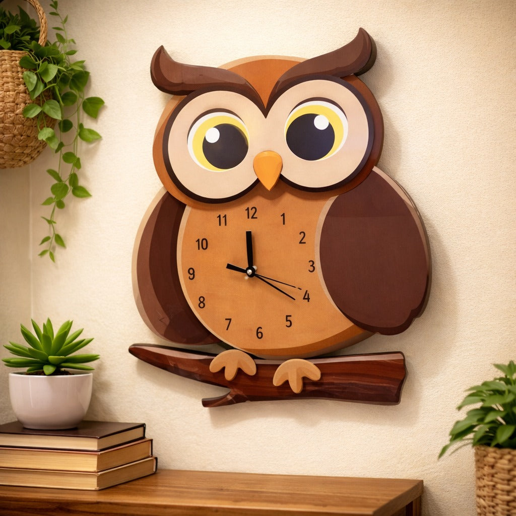SimpluAcasa™ Ceas perete copii  din lemn design modern 39x22 cm — Util Pentru Familie și Copii