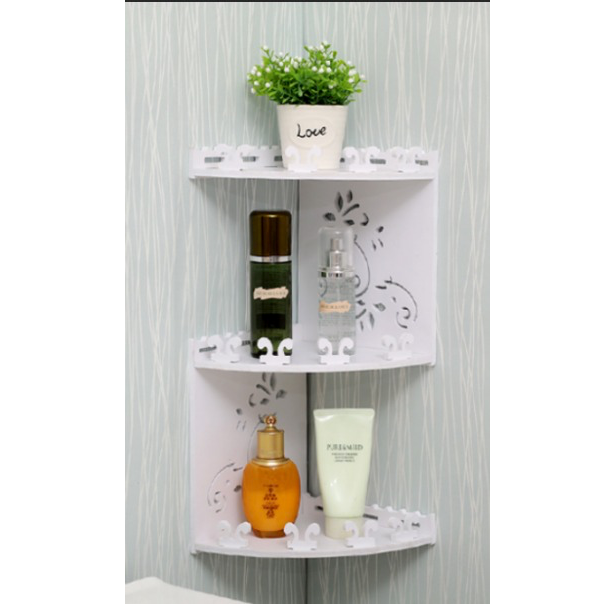 Etajera cu 3 rafturi pentru baie, PVC, culoare Alb, 44.5 x 20 cm Imagine principală a produsului