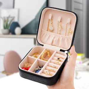 Cutie organizatoare cu fermoar pentru bijuterii 10x10x5cm Imagine principală a produsului