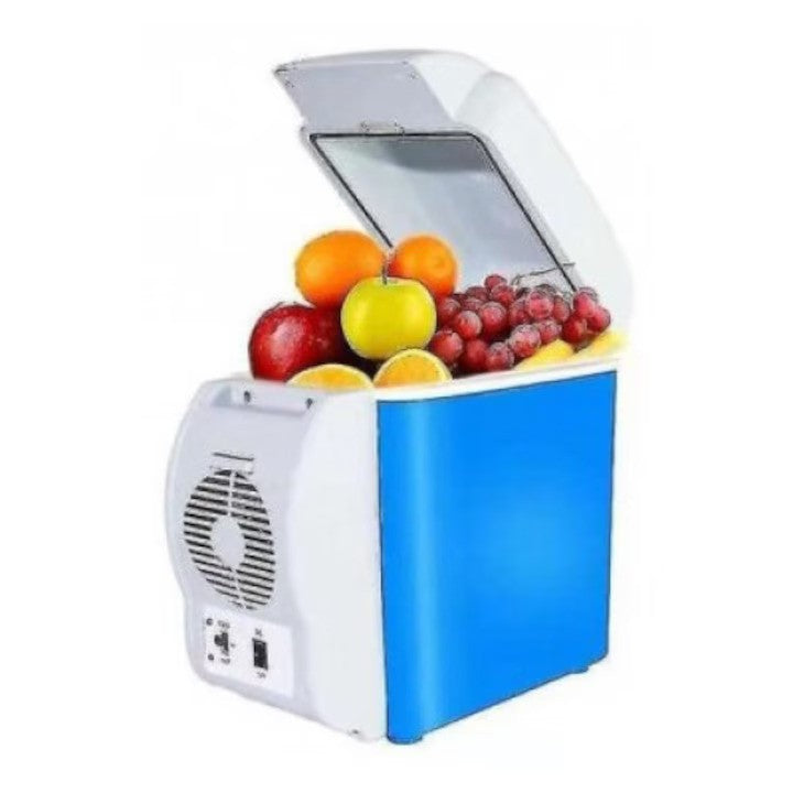 Frigider auto portabil, 12V, 7.5 l, Functie de racire si incalzire, Albastru/Alb Imagine principală a produsului