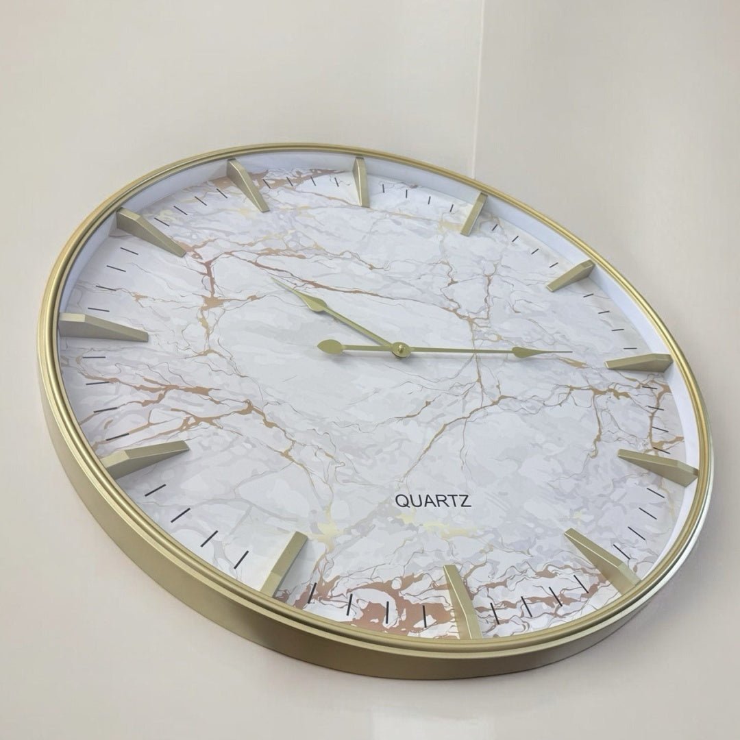 SimpluAcasa™ Ceas de perete premium cu design marmorat – 75 cm — Confort Practic Pentru Casa Ta