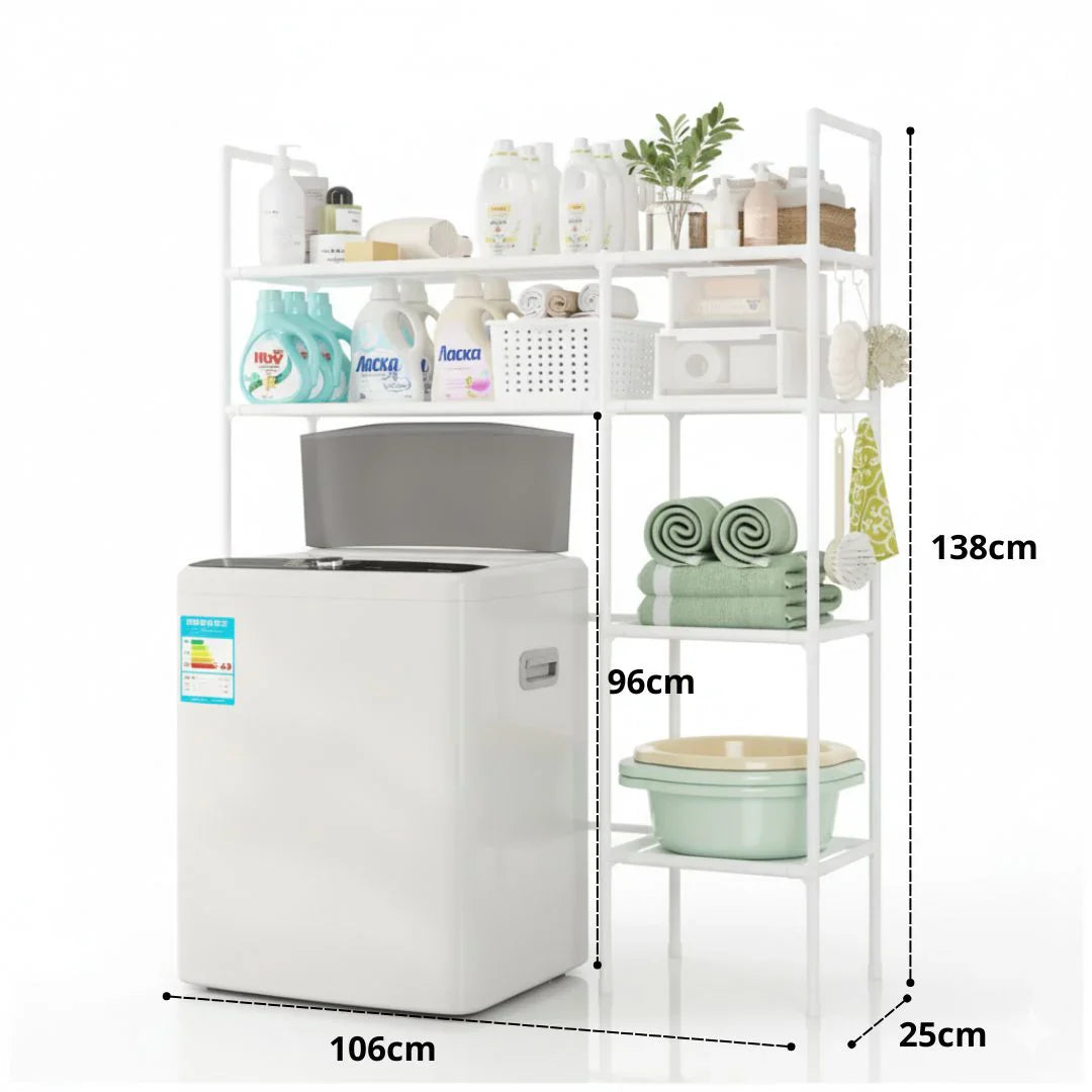 SimpluAcasa™ Raft Depozitare Masina Spalat sau Toaleta 138x106x25cm Metal — Confort Practic Pentru Casa Ta