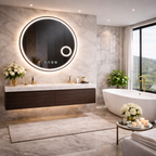 SimpluAcasa™ Oglinda LED Rotunda 70 cm cu Ceas — Confort Practic Pentru Casa Ta