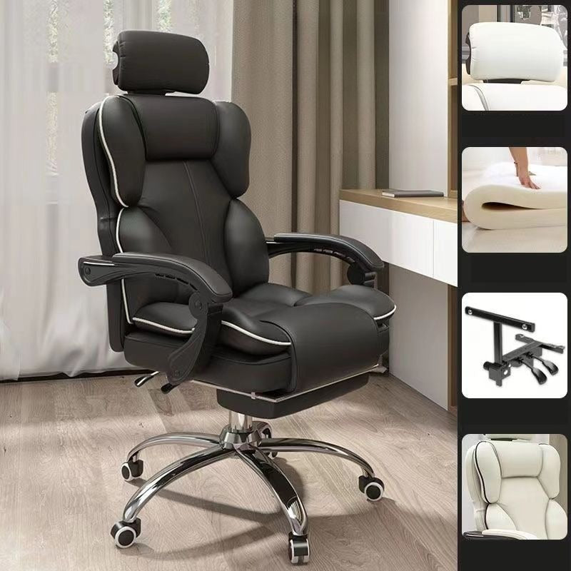 SimpluAcasa™ Scaun Ergonomic Directorial cu Suport Picioare Rabatabil Piele Ecologica — Confort Practic Pentru Casa Ta