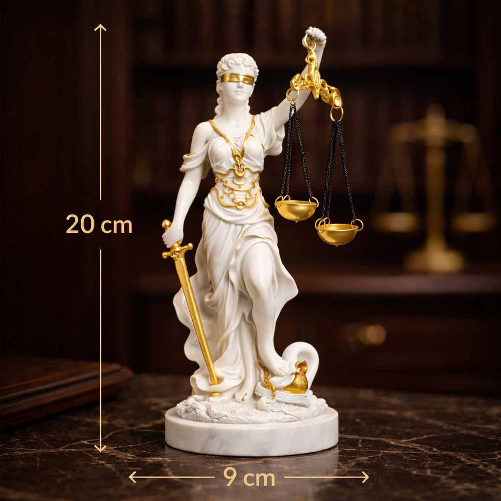 SimpluAcasa™ Lady Justice decorativa 20 cm – simbol al echilibrului si — Confort Practic Pentru Casa Ta