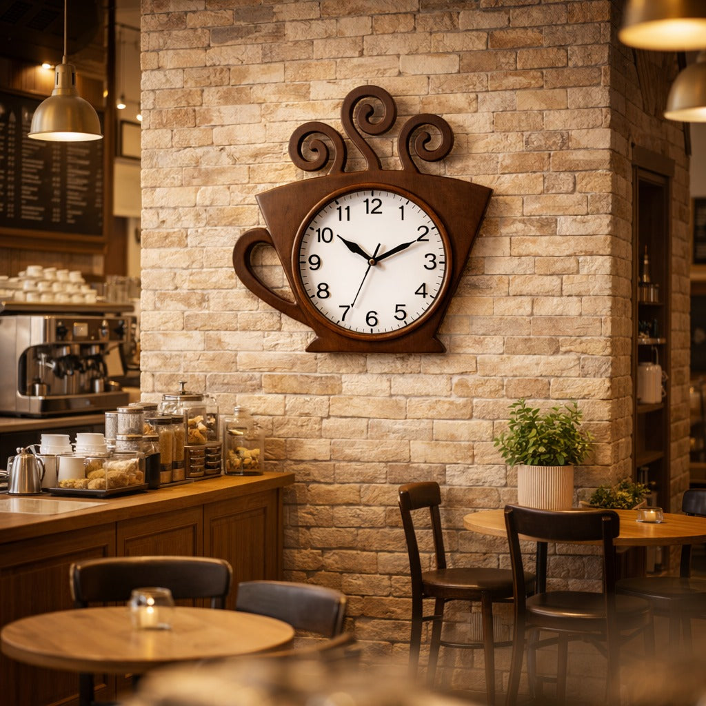 SimpluAcasa™ Ceas de perete cafea 29x27 cm – design decorativ pentru — Mai Mult Confort în Bucătărie Imagine secundară a produsului