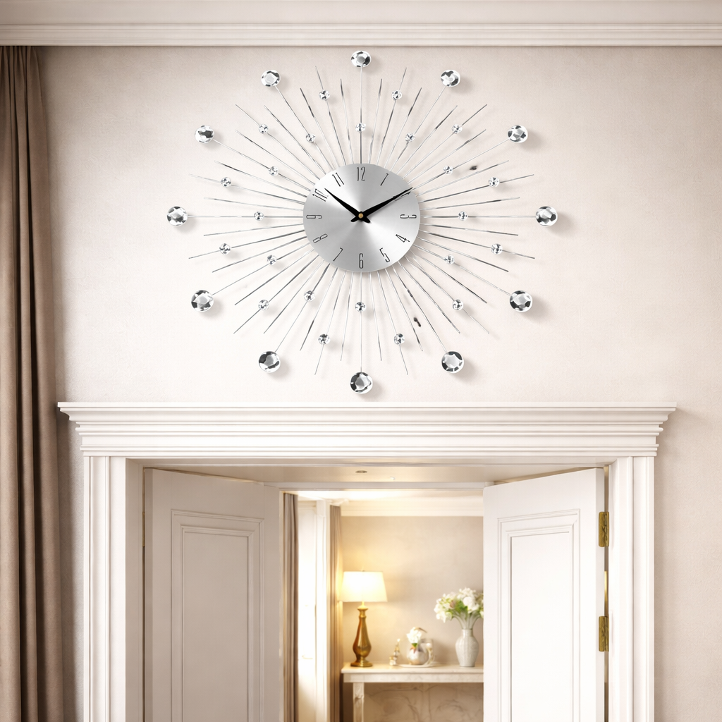 SimpluAcasa™ Ceas de perete 55 cm argintiu – design elegant cu — Confort Practic Pentru Casa Ta Imagine secundară a produsului