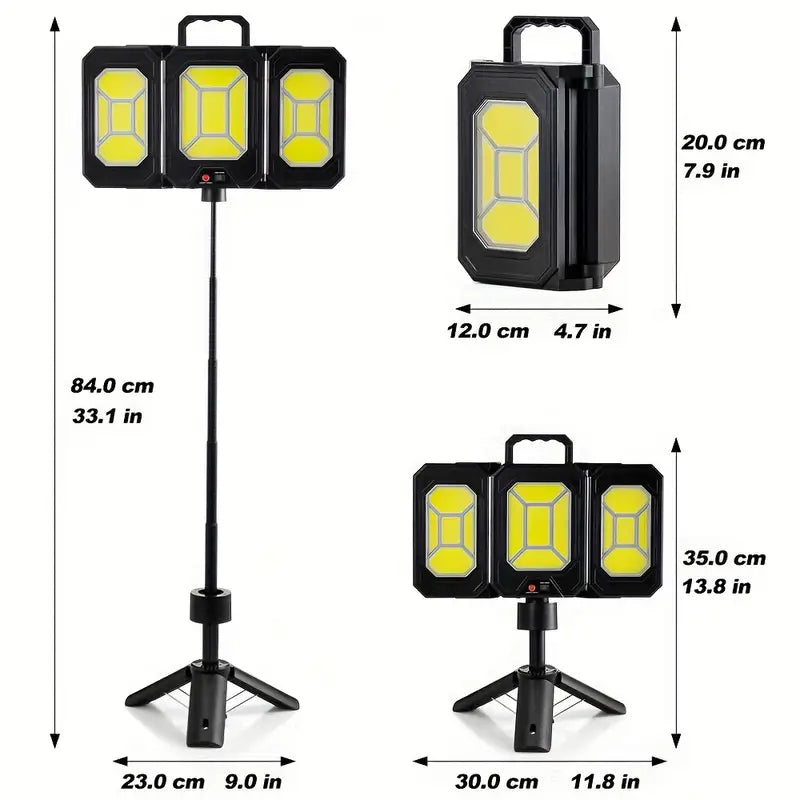 SimpluAcasa™ Lampa solara pliabila 3 panouri cu trepied reglabil 84cm si — Ambient Modern Pentru Acasă
