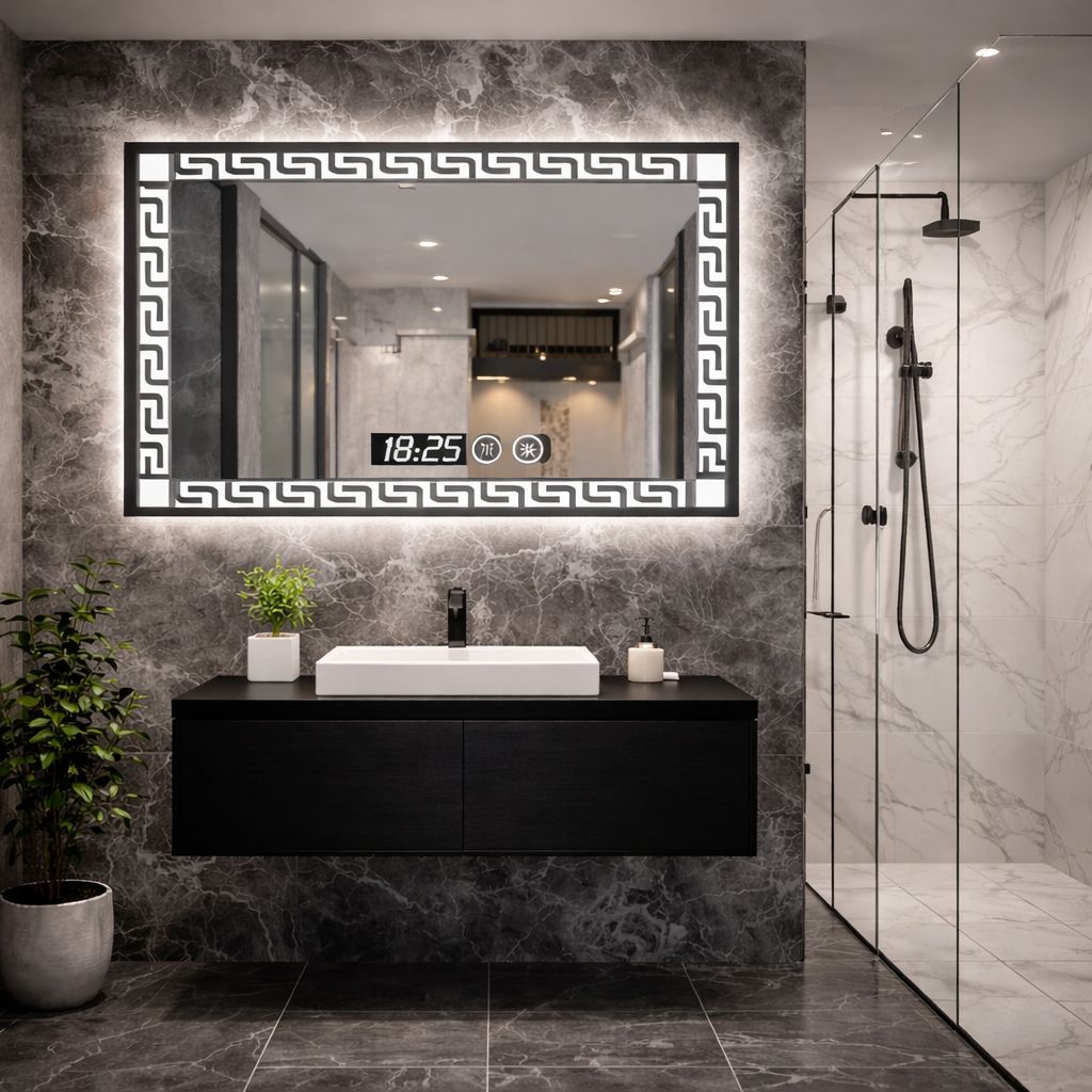 SimpluAcasa™ Oglinda LED Premium pentru Baie 80x60 cm Iluminare 3 Culori — Confort Practic Pentru Casa Ta