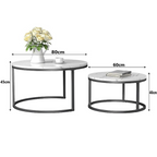 SimpluAcasa™ RESIGILAT - Set 2 masute rotunde de cafea cu efect — Confort Practic Pentru Casa Ta
