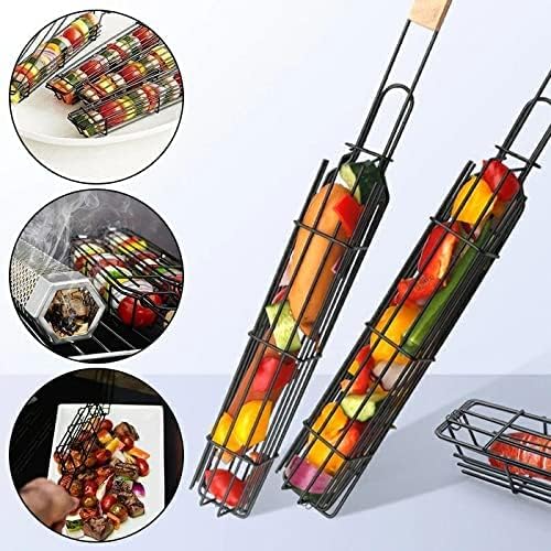 Set 2 ustensile pentru gratar, 49x4.5x3.5cm, maner din lemn, Negru Imagine principală a produsului