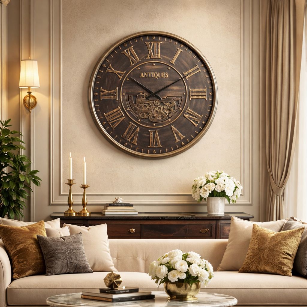 SimpluAcasa™ Ceas de perete decorativ industrial 50 cm mecanism rotativ vizibil — Confort Practic Pentru Casa Ta Imagine secundară a produsului