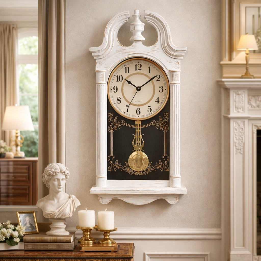 SimpluAcasa™ Ceas de perete cu pendul 66x29 cm design clasic elegant — Confort Practic Pentru Casa Ta