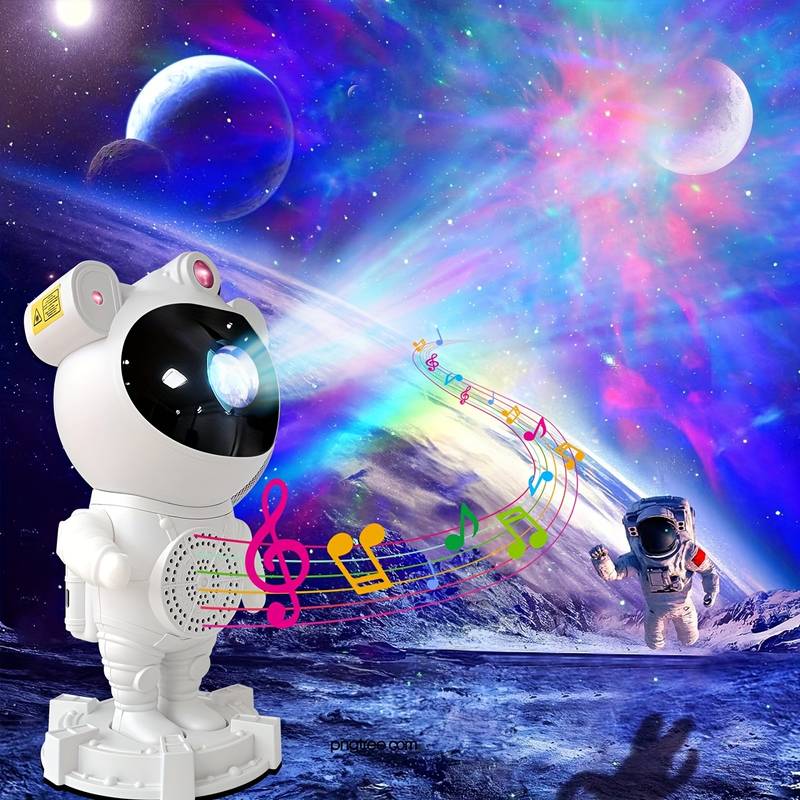 Proiector Laser Astronaut cu Joc de Lumini Aurora Boreala si Stele, Boxa, Sunete Albe, Functie Bluetooth, Timer, Setare Luminozitate, Telecomanda Imagine principală a produsului
