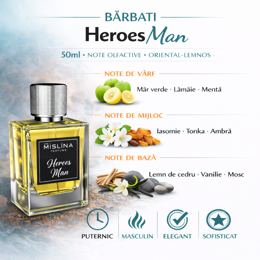 Parfum Mislina Heroes Man 50ml – Inspirat din Eros | Parfum Bărbați Oriental Lemnos, M046 Imagine secundară a produsului