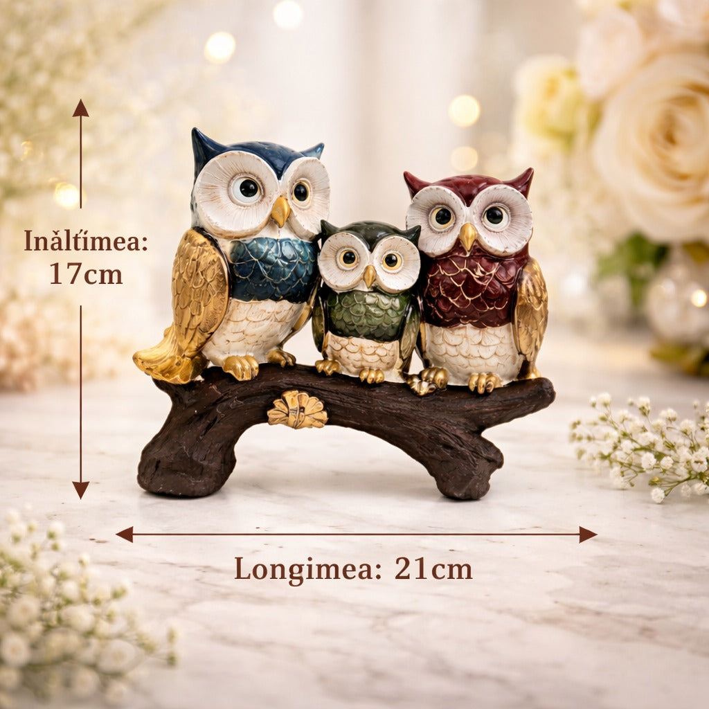 SimpluAcasa™ Decoratiune bufnite pe creanga 21 x 17 cm — Confort Practic Pentru Casa Ta