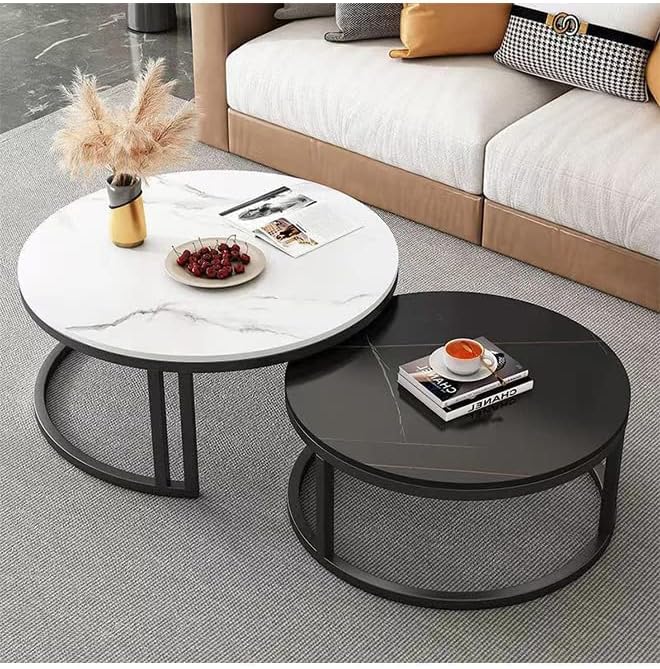 SimpluAcasa™ RESIGILAT - Set 2 masute rotunde de cafea cu efect — Confort Practic Pentru Casa Ta