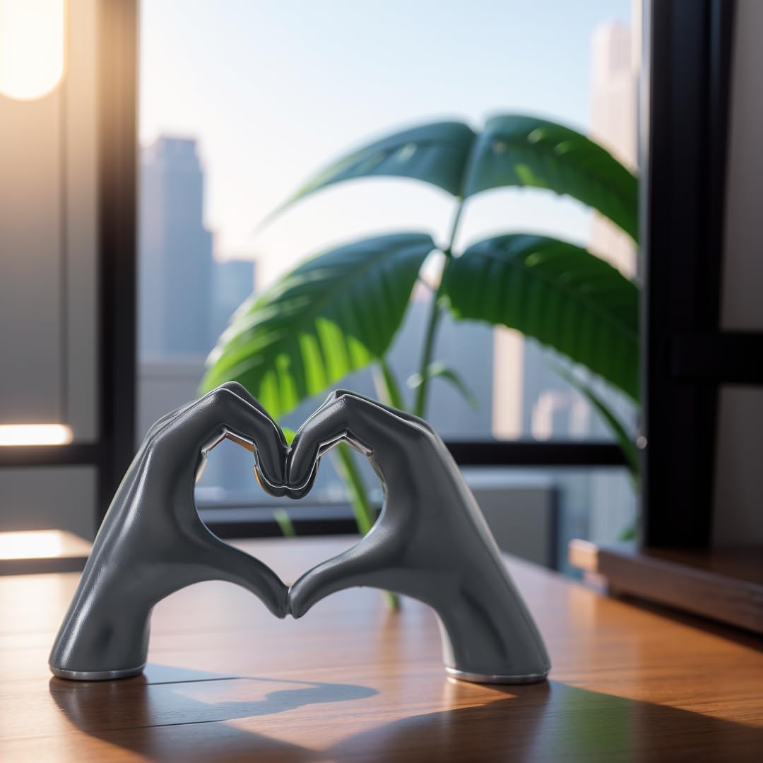 SimpluAcasa™ Decoratiune sculpturala maini in forma de inima – rasina – — Confort Practic Pentru Casa Ta