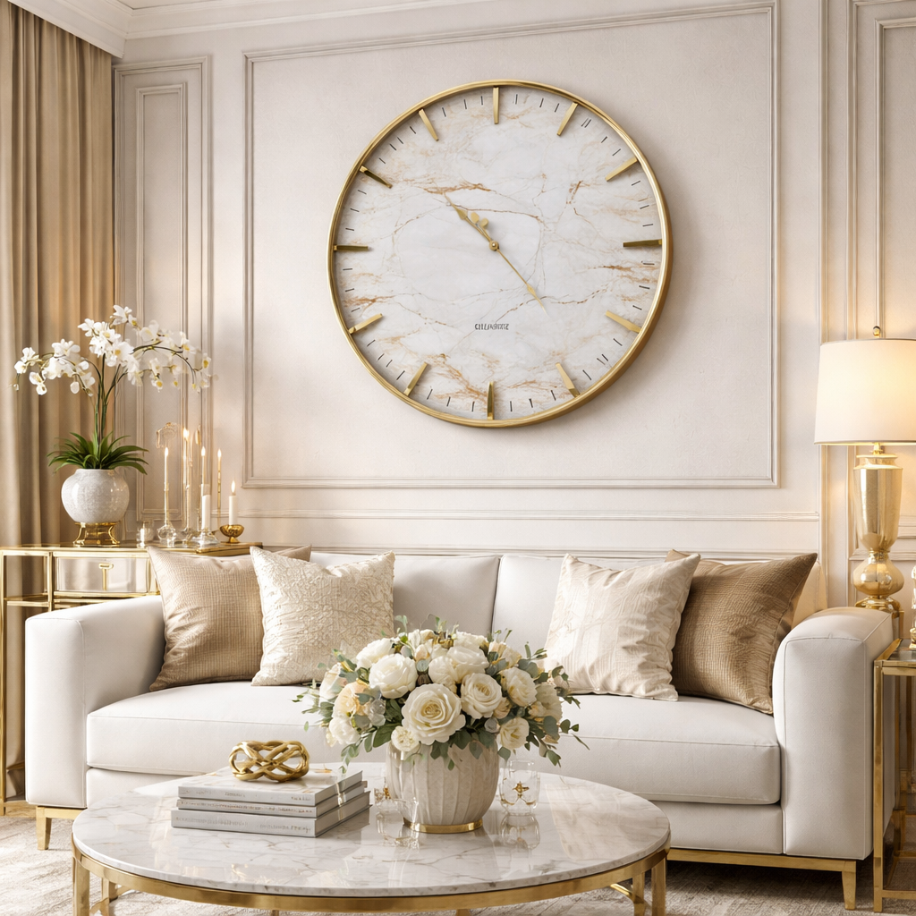 SimpluAcasa™ Ceas de perete premium cu design marmorat – 75 cm — Confort Practic Pentru Casa Ta Imagine principală a produsului