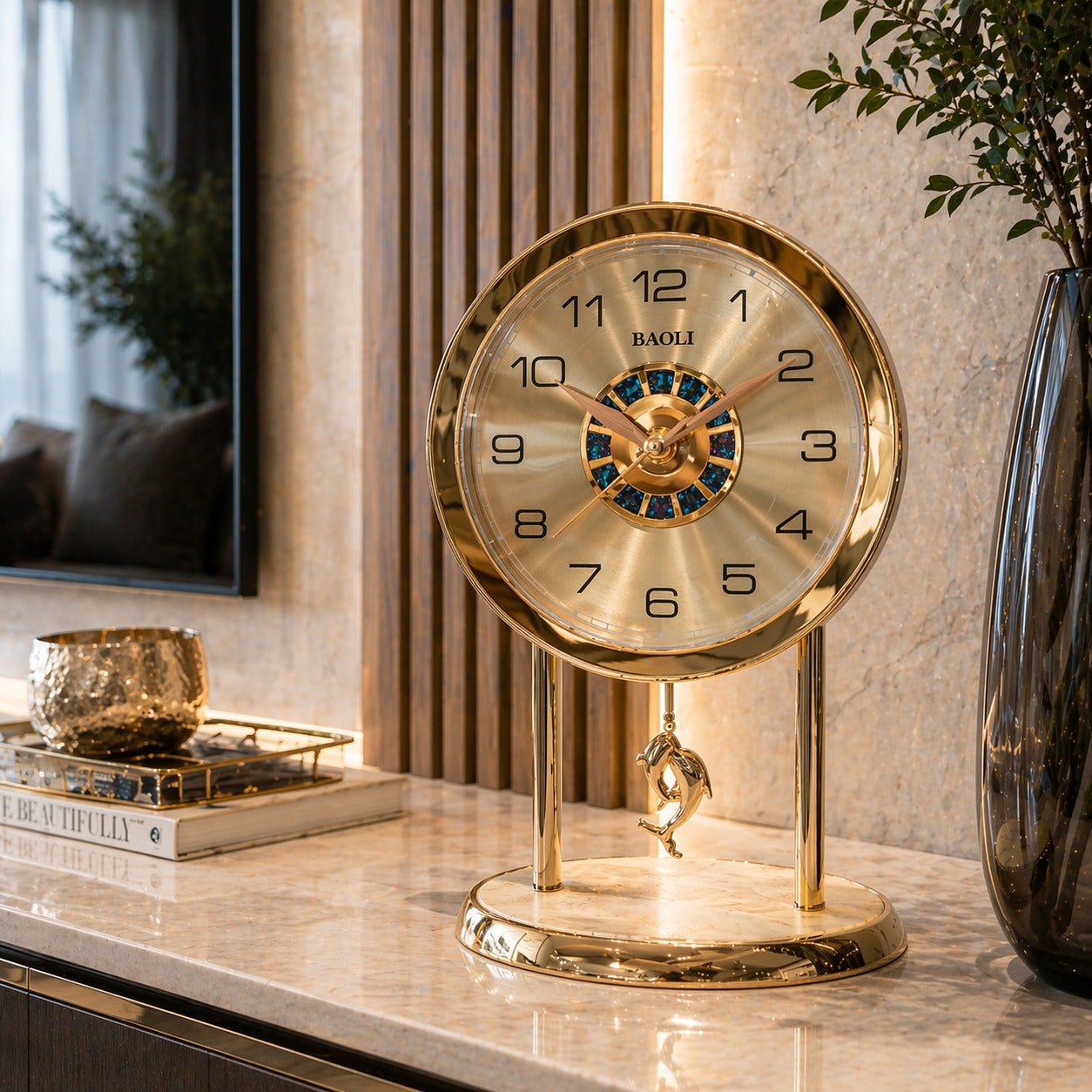 SimpluAcasa™ Ceas decorativ de masa premium auriu — Confort Practic Pentru Casa Ta