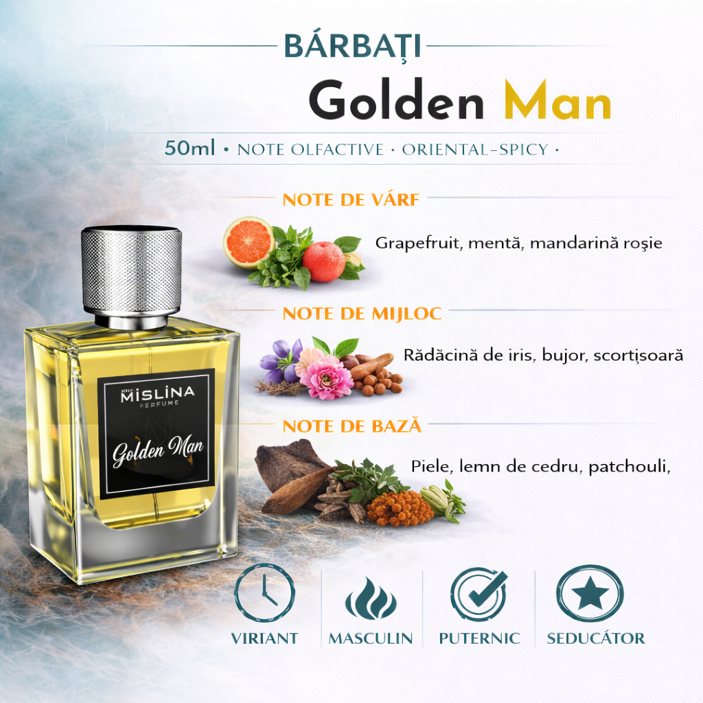 Golden Man – Parfum Mislina pentru Bărbați 50ml | Inspirat din Milion Parfum, M036 Imagine secundară a produsului