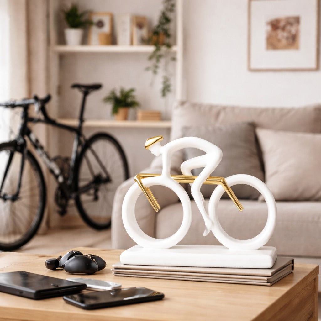 SimpluAcasa™ decorativa Ciclist modern din rasina 20 x 5.5 x 15 — Confort Practic Pentru Casa Ta