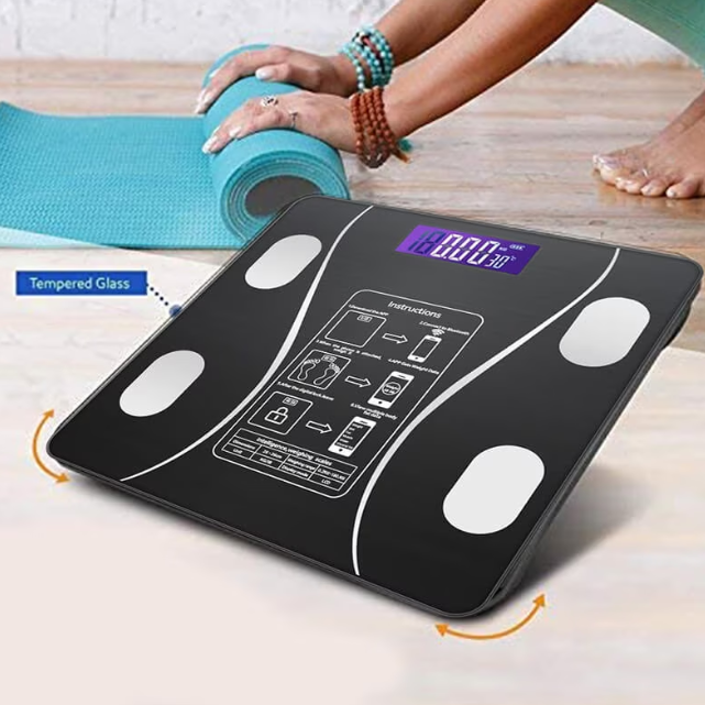 Cantar corporal cu ecran digital Iluminat, aplicatie smart, compatibil android/Ios, conectare bluetooth, termometru, 180 Kg Max Imagine principală a produsului
