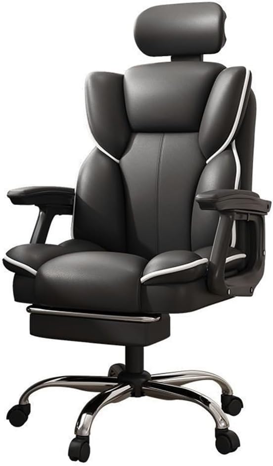 SimpluAcasa™ Scaun Ergonomic Directorial cu Suport Picioare Rabatabil Piele Ecologica — Confort Practic Pentru Casa Ta