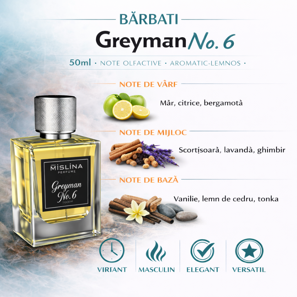 Parfum Mislina Greyman No. 6 50ml – Inspirat din Boss | Parfum Bărbați Aromatic Lemnos, M043 Imagine secundară a produsului