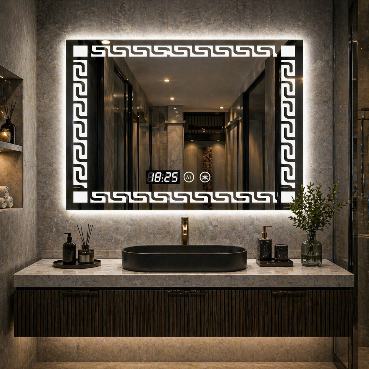 SimpluAcasa™ Oglinda LED Premium pentru Baie 80x60 cm Iluminare 3 Culori — Confort Practic Pentru Casa Ta