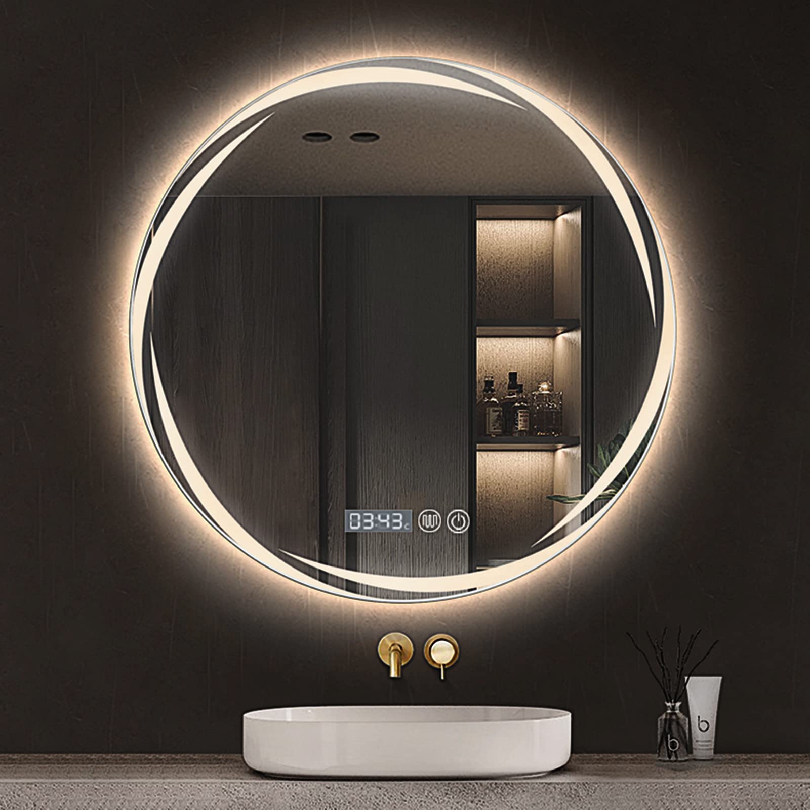 SimpluAcasa™ Oglinda LED Rotunda 80 cm cu Touch — Confort Practic Pentru Casa Ta Imagine secundară a produsului