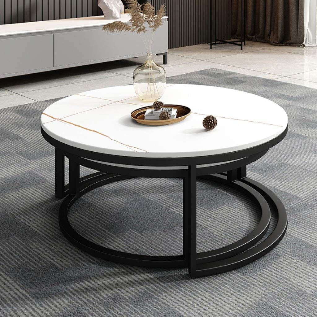 SimpluAcasa™ RESIGILAT - Set 2 masute rotunde de cafea cu efect — Confort Practic Pentru Casa Ta