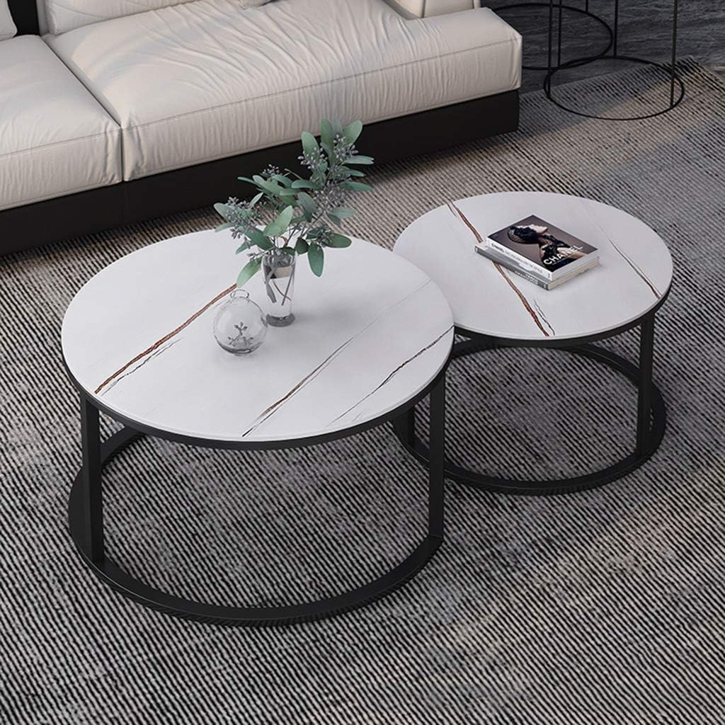 SimpluAcasa™ RESIGILAT - Set 2 masute rotunde de cafea cu efect — Confort Practic Pentru Casa Ta