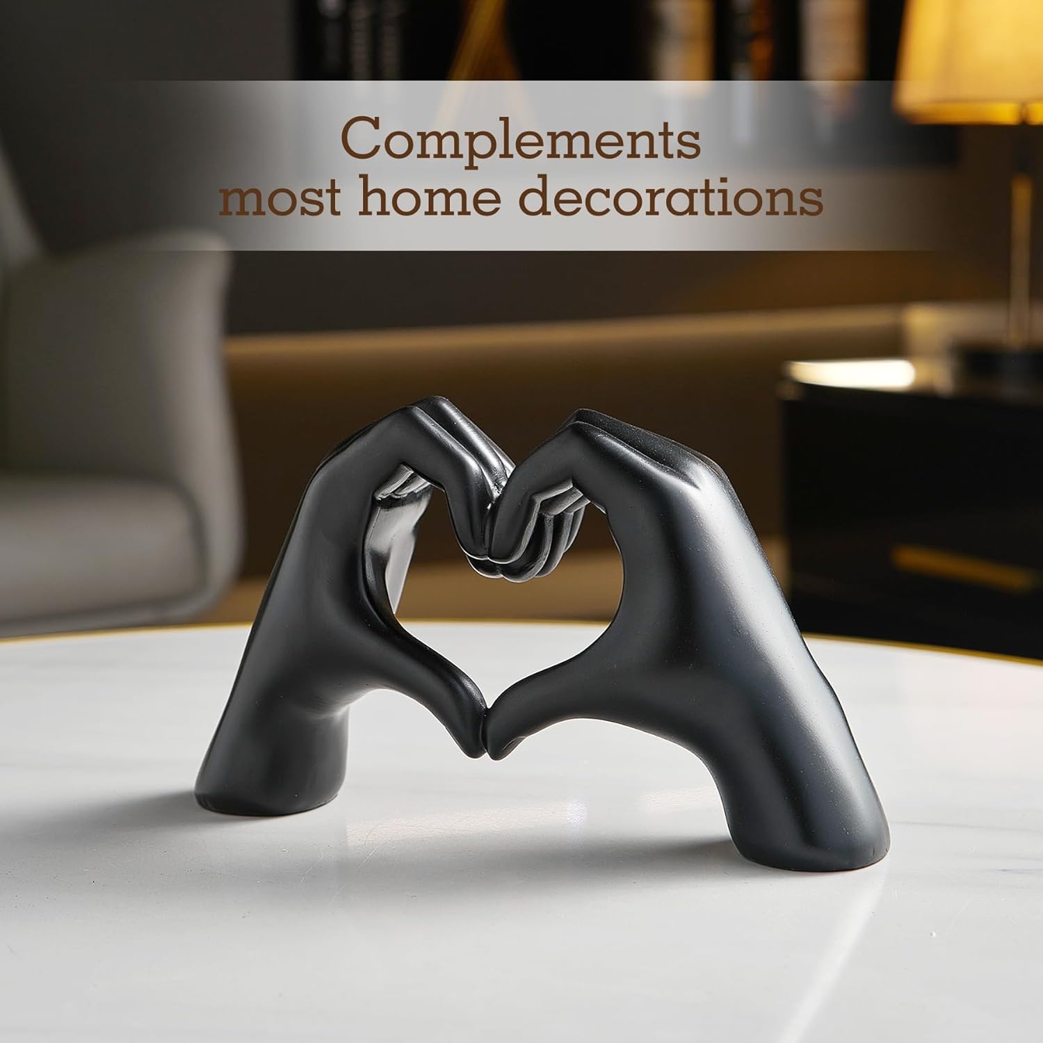 SimpluAcasa™ Decoratiune sculpturala maini in forma de inima – rasina – — Confort Practic Pentru Casa Ta