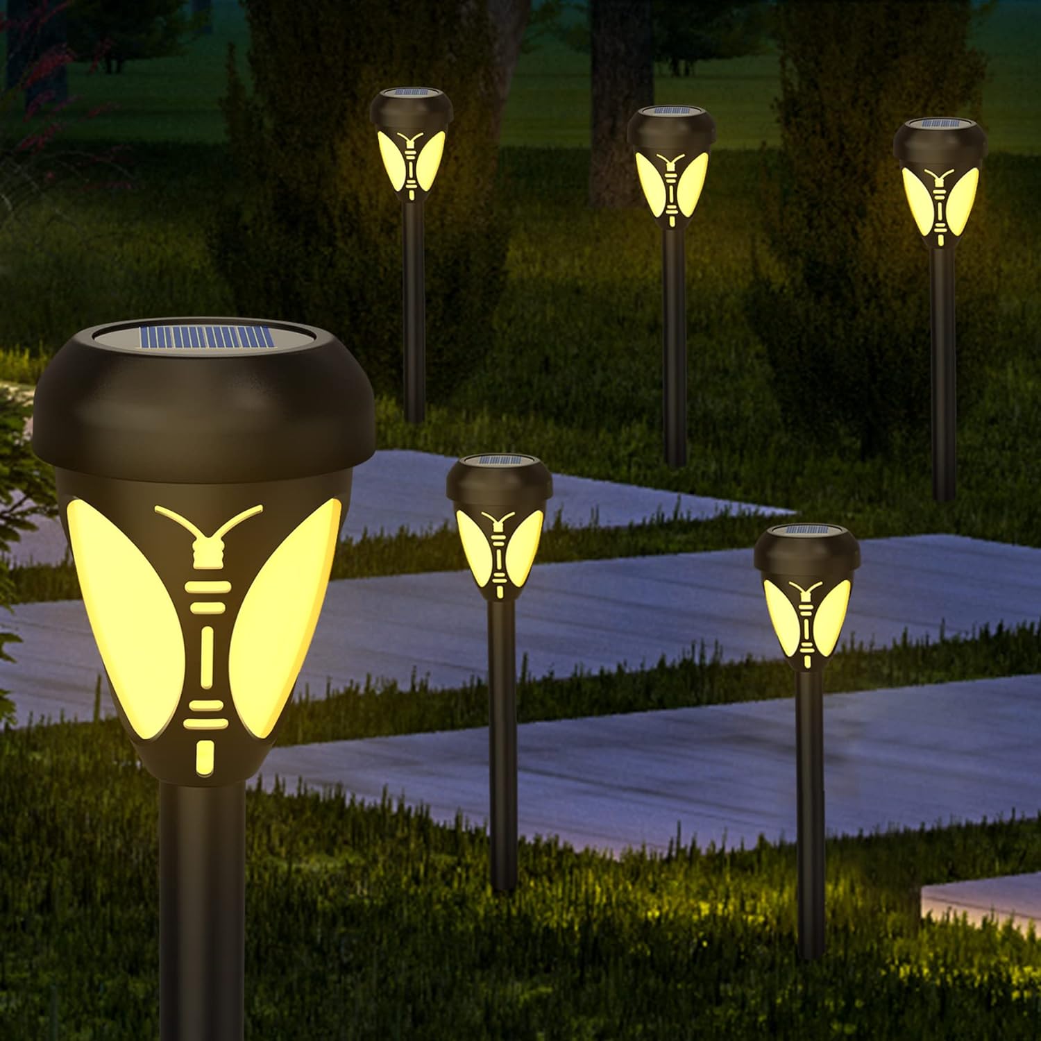 Set 2 lampi solare LED pentru exterior sub forma de fluture pentru gradina Imagine principală a produsului